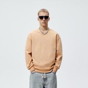 Zara WASHED SWEATSHIRT Light Orange